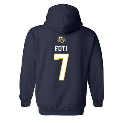 Marquette - NCAA Women's Volleyball : Ella Foti - Navy Replica Shersey Hooded Sweatshirt