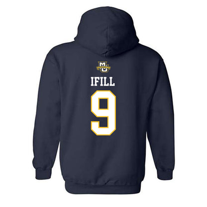 Marquette - NCAA Women's Volleyball : Sienna Ifill - Navy Replica Shersey Hooded Sweatshirt