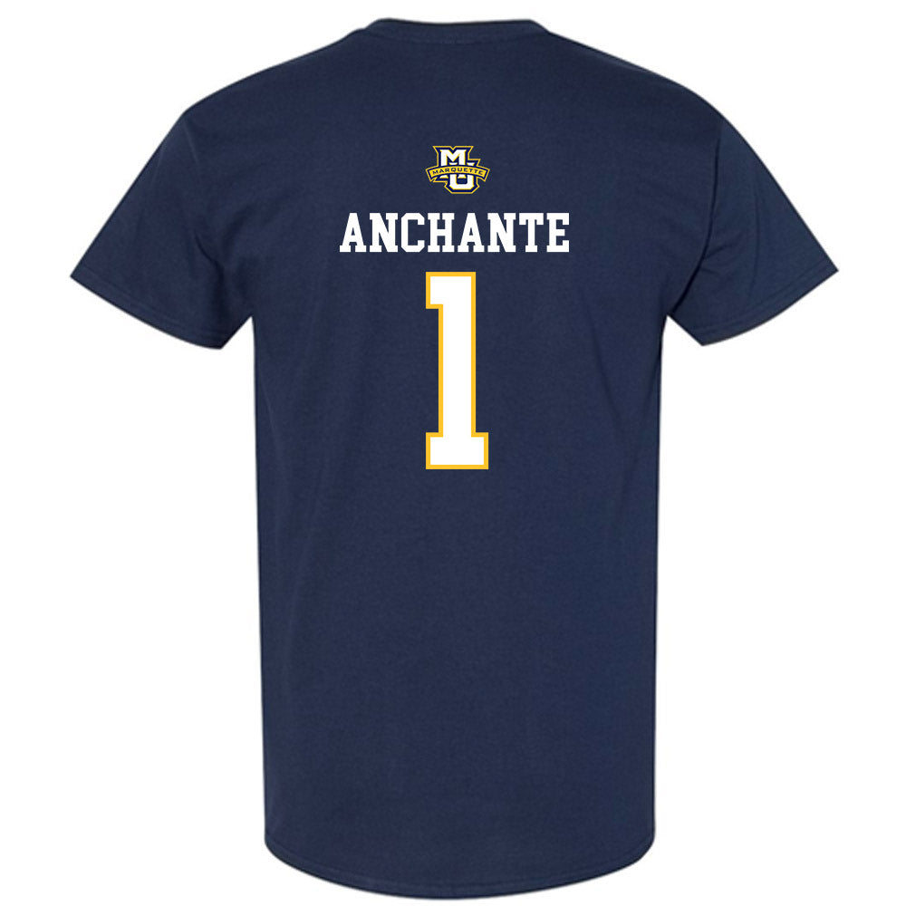 Marquette - NCAA Women's Volleyball : Yadhira Anchante - Navy Replica Shersey Short Sleeve T-Shirt