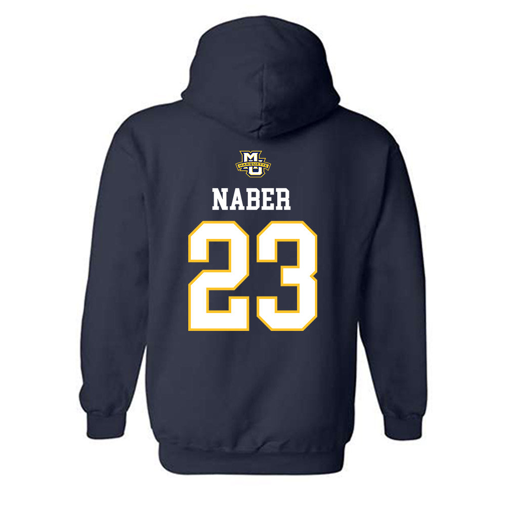 Marquette - NCAA Women's Volleyball : Samantha Naber - Navy Replica Shersey Hooded Sweatshirt