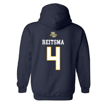 Marquette - NCAA Women's Volleyball : Jenna Reitsma - Navy Replica Shersey Hooded Sweatshirt