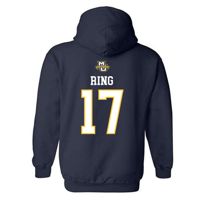 Marquette - NCAA Women's Volleyball : Natalie Ring - Navy Replica Shersey Hooded Sweatshirt