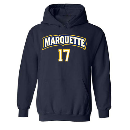 Marquette - NCAA Women's Volleyball : Natalie Ring - Navy Replica Shersey Hooded Sweatshirt