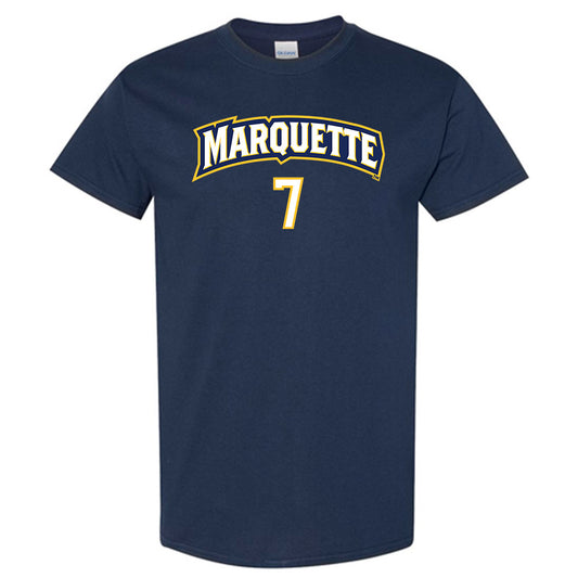 Marquette - NCAA Women's Volleyball : Ella Foti - Navy Replica Shersey Short Sleeve T-Shirt