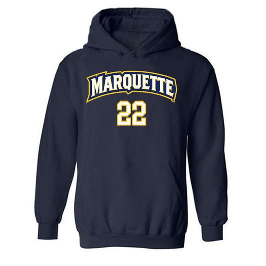 Marquette - NCAA Women's Volleyball : Hattie Bray - Navy Replica Shersey Hooded Sweatshirt