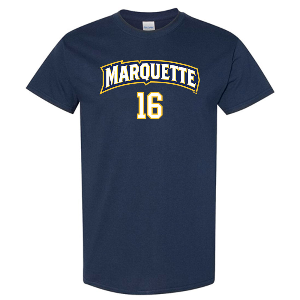 Marquette - NCAA Women's Volleyball : Ella Holmstrom - Navy Replica Shersey Short Sleeve T-Shirt