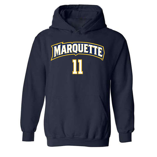 Marquette - NCAA Women's Volleyball : Jadyn Garrison - Navy Replica Shersey Hooded Sweatshirt