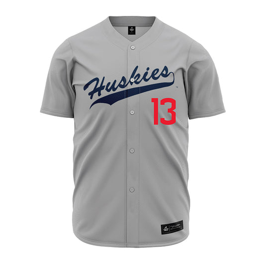 UConn - NCAA Baseball : Charlie West - Baseball Jersey Gray