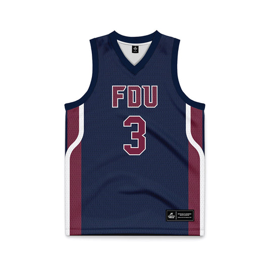 FDU - NCAA Men's Basketball : Heru Bligen Fairleigh Blue Jersey