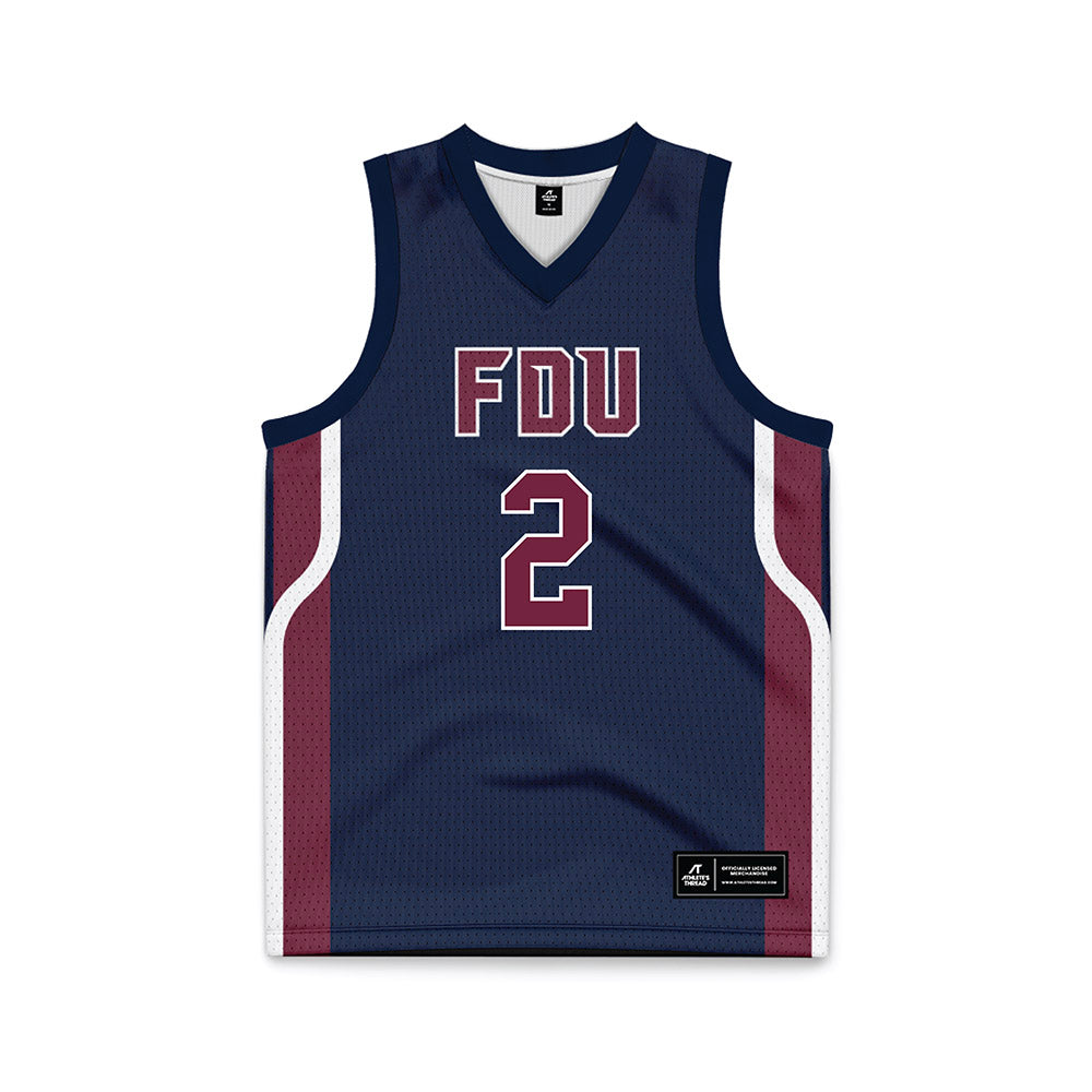 FDU - NCAA Men's Basketball : Demetre Roberts Fairleigh Blue Jersey