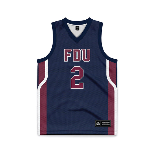 FDU - NCAA Men's Basketball : Demetre Roberts Fairleigh Blue Jersey