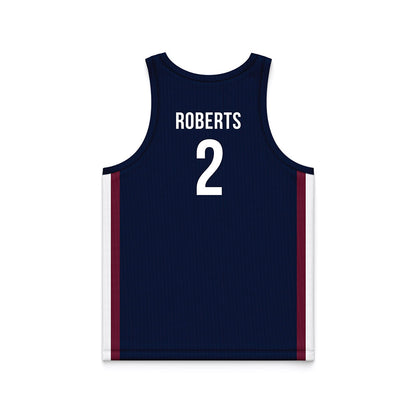 FDU - NCAA Men's Basketball : Demetre Roberts Blue Side Striped Jersey