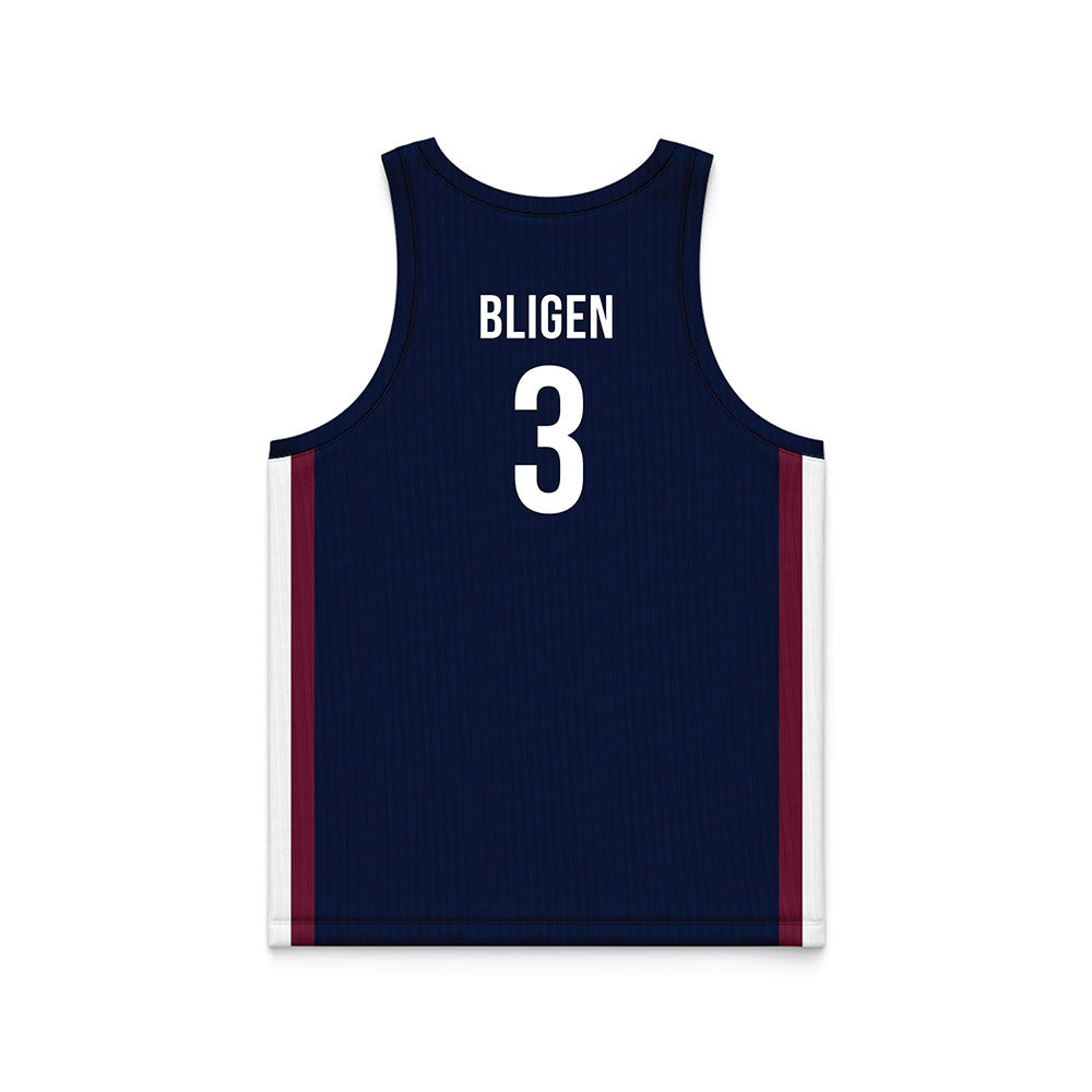 FDU - NCAA Men's Basketball : Heru Bligen Blue Side Striped Jersey