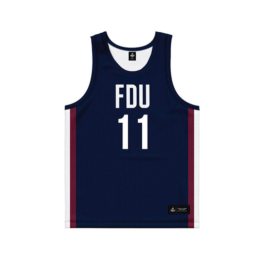 FDU - NCAA Men's Basketball : Sean Moore Blue Side Striped Jersey