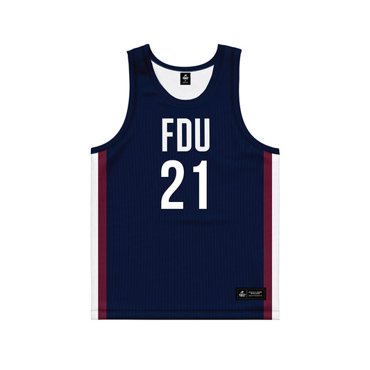 FDU - NCAA Men's Basketball : Cameron Tweedy Blue Side Striped Jersey