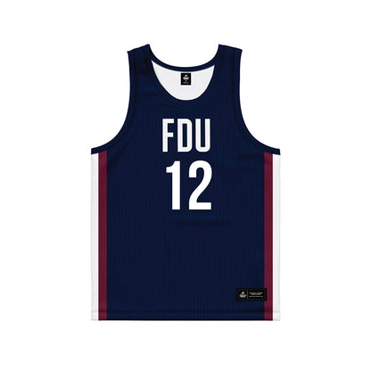 FDU - NCAA Men's Basketball : Sebastien Lamaute Blue Side Striped Jersey