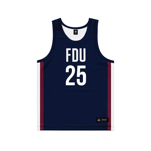 FDU - NCAA Men's Basketball : Daniel Rodriguez Blue Side Striped Jersey