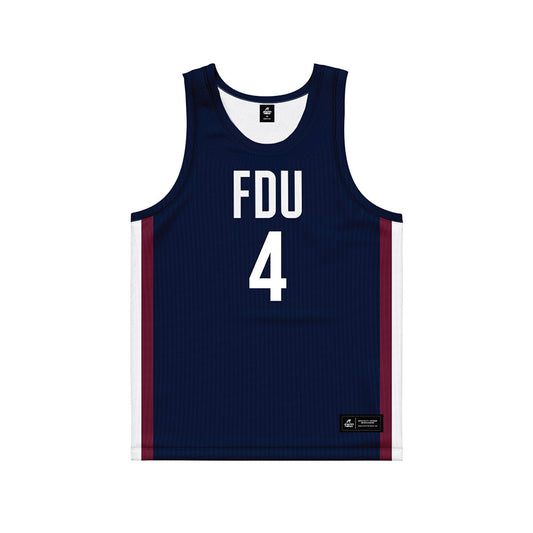 FDU - NCAA Men's Basketball : Grant Singleton Blue Side Striped Jersey