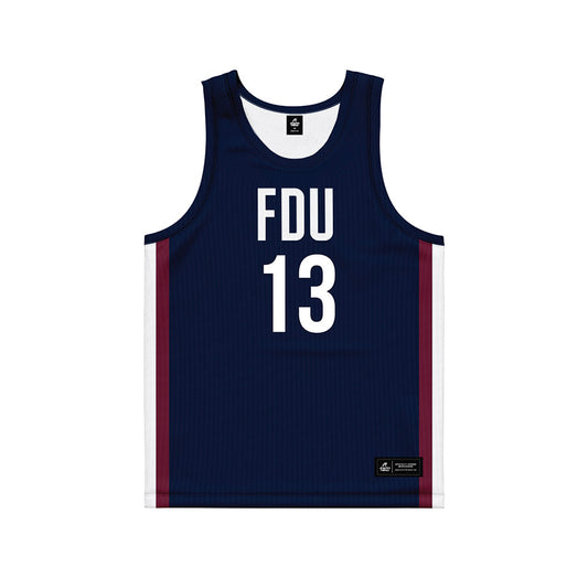 FDU - NCAA Men's Basketball : Jo'el Emanuel Blue Side Striped Jersey