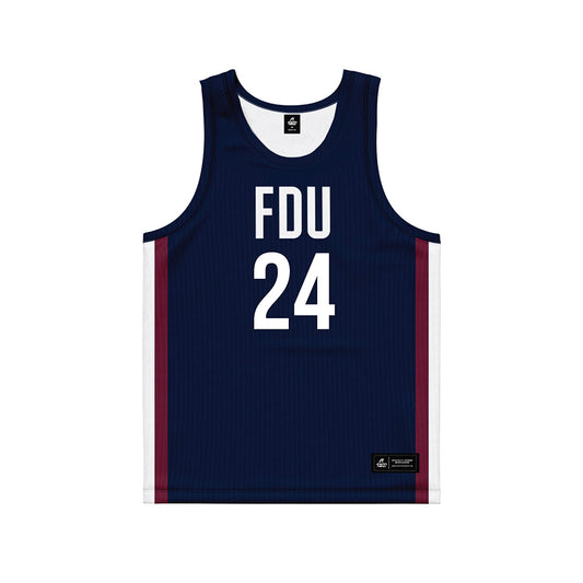 FDU - NCAA Men's Basketball : Brayden Reynolds Blue Side Striped Jersey