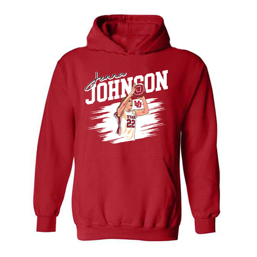 Utah - NCAA Women's Basketball : Jenna Johnson Illustration Hooded Sweatshirt