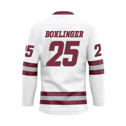 UMass - NCAA Mens Ice Hockey : Aaron Bohlinger - White Ice Hockey Jersey FullColor / XL