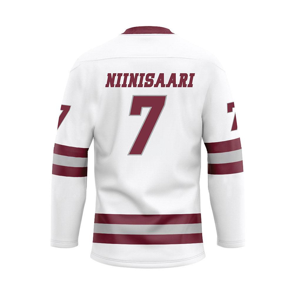 UMass - NCAA Men's Ice Hockey : Samuli Niinisaari - White Ice Hockey Jersey