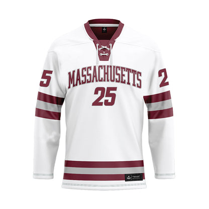 UMass - NCAA Mens Ice Hockey : Aaron Bohlinger - White Ice Hockey Jersey FullColor / XL