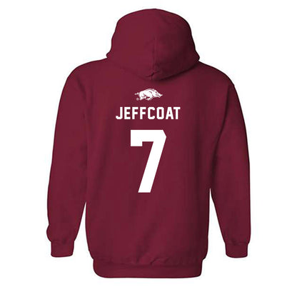 Arkansas - NCAA Football : Trajan Jeffcoat Away Shersey Hooded Sweatshirt