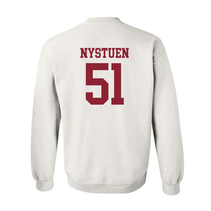 UMass - NCAA Football : Kaden Nystuen - Uniform White Shersey Sweatshirt