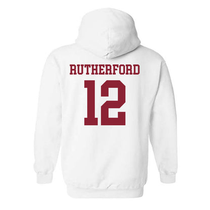 UMass - NCAA Football : Isaiah Rutherford - Uniform White Shersey Hooded Sweatshirt