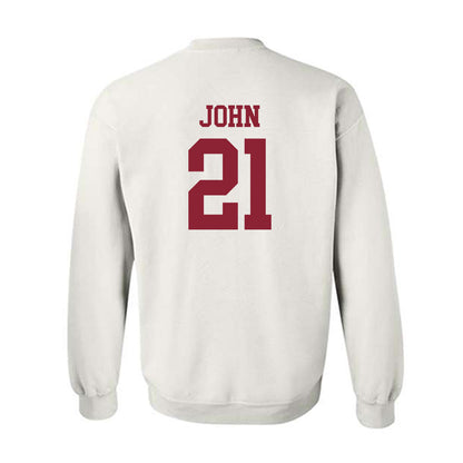 UMass - NCAA Football : Jalen John - Uniform White Shersey Sweatshirt