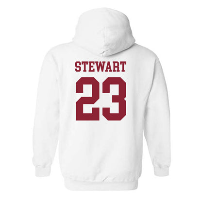 UMass - NCAA Football : Jalen Stewart - Uniform White Shersey Hooded Sweatshirt