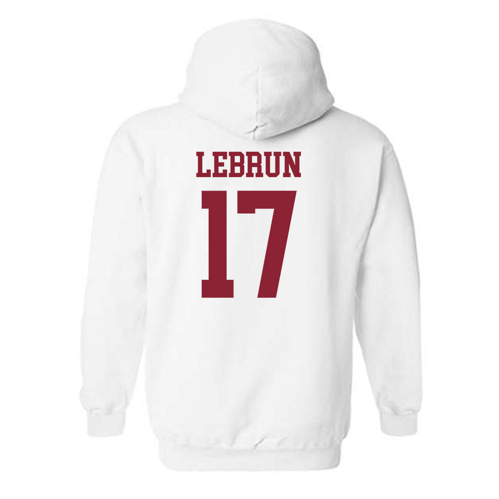UMass - NCAA Football : Christian LeBrun - Uniform White Shersey Hooded Sweatshirt