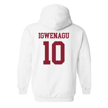 UMass - NCAA Football : Zukudo Igwenagu - Uniform White Shersey Hooded Sweatshirt