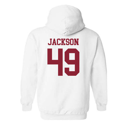 UMass - NCAA Football : Shambre Jackson - Uniform White Shersey Hooded Sweatshirt