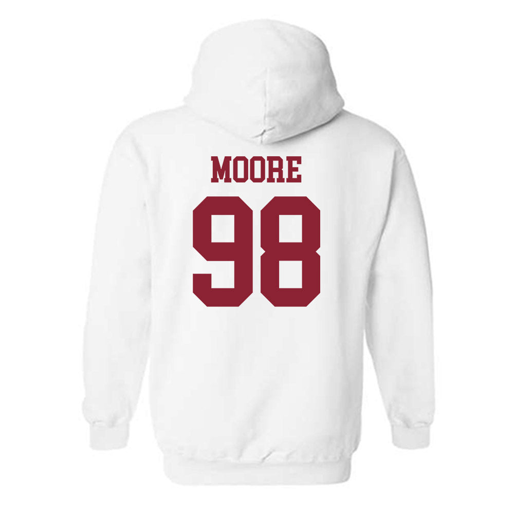 UMass - NCAA Football : Riley Moore - Uniform White Shersey Hooded Sweatshirt