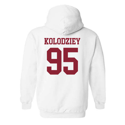 UMass - NCAA Football : CJ Kolodziey - Uniform White Shersey Hooded Sweatshirt