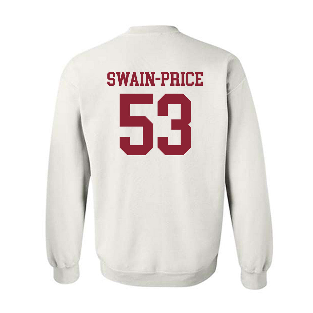 UMass - NCAA Football : Sahnai Swain-Price - Uniform White Shersey Sweatshirt