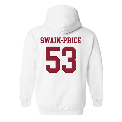 UMass - NCAA Football : Sahnai Swain-Price - Uniform White Shersey Hooded Sweatshirt