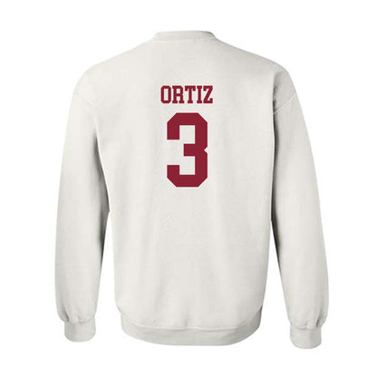 UMass - NCAA Football : Steven Ortiz - Uniform White Shersey Sweatshirt