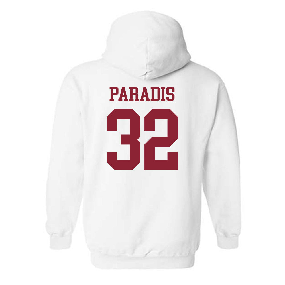UMass - NCAA Football : Jackson Paradis - Uniform White Shersey Hooded Sweatshirt