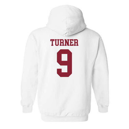 UMass - NCAA Football : Myles Turner - Uniform White Shersey Hooded Sweatshirt