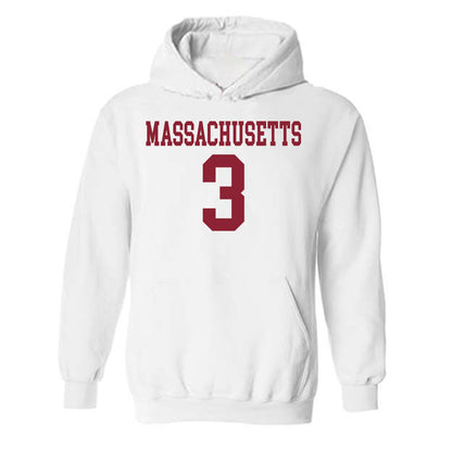 UMass - NCAA Football : Steven Ortiz - Uniform White Shersey Hooded Sweatshirt