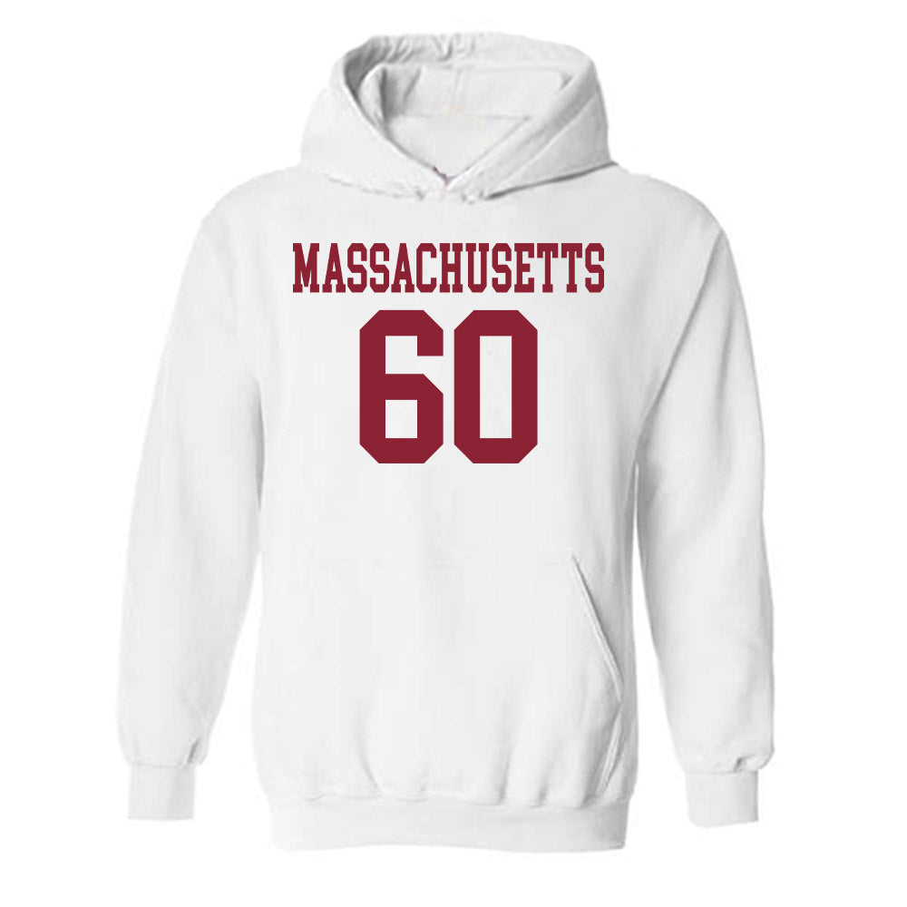 UMass - NCAA Football : Josh Atwood - Uniform White Shersey Hooded Sweatshirt