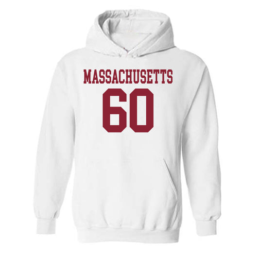 UMass - NCAA Football : Josh Atwood - Uniform White Shersey Hooded Sweatshirt