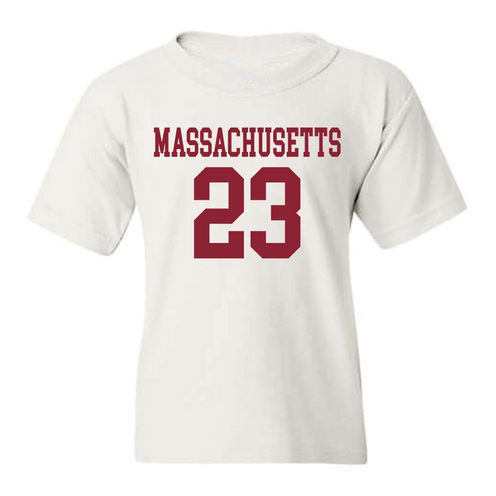 UMass - NCAA Football : Jalen Stewart - Uniform White Shersey Youth T-Shirt