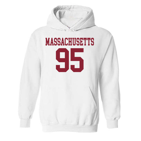 UMass - NCAA Football : CJ Kolodziey - Uniform White Shersey Hooded Sweatshirt