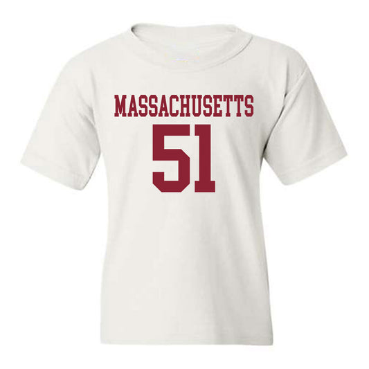 UMass - NCAA Football : Kaden Nystuen - Uniform White Shersey Youth T-Shirt
