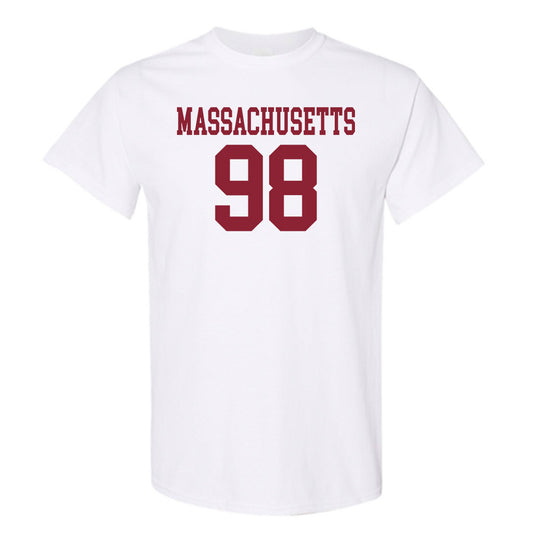 UMass - NCAA Football : Riley Moore - Uniform White Shersey Short Sleeve T-Shirt